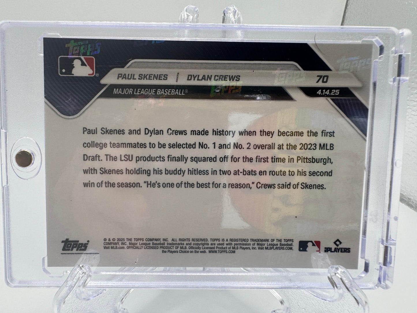 2025 Topps Now #70 Paul Skenes / Dylan Crews # 5/10
