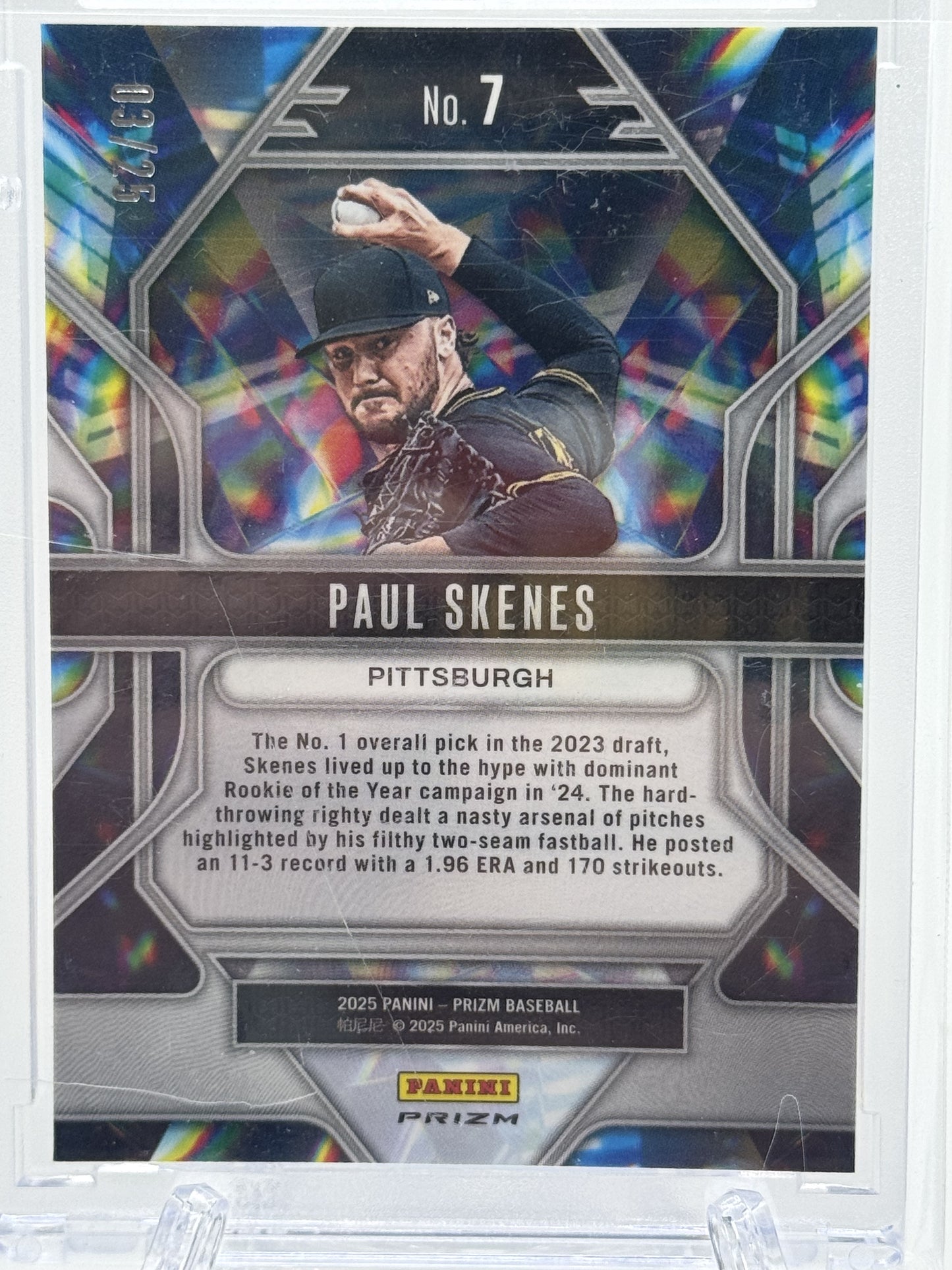 2025 Panini Prizm #7 Paul Skenes Prizmatic Green Pulsar Prizms # 3/25