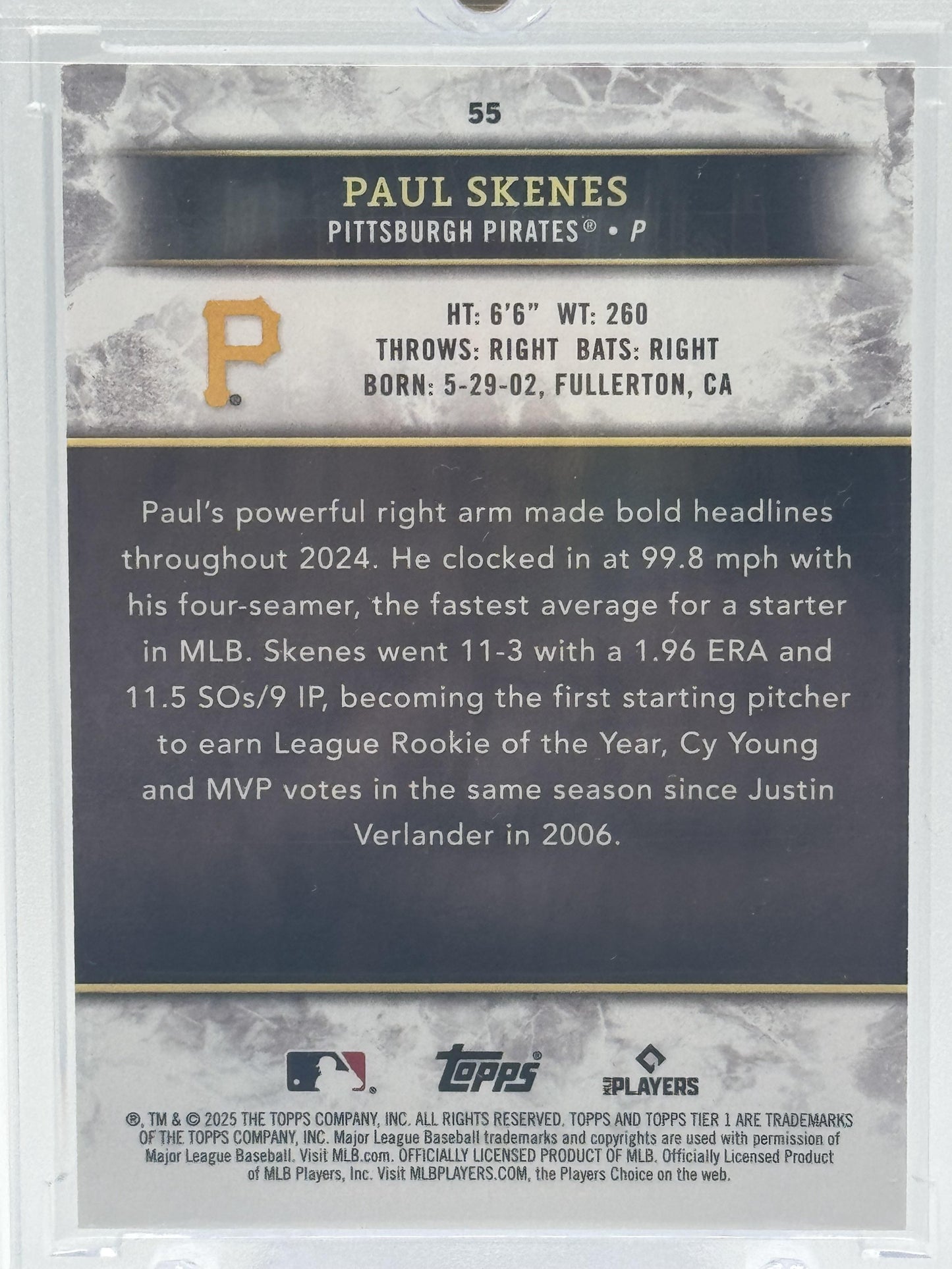 2025 Topps Tier One #55 Paul Skenes Green Foil # 13/40