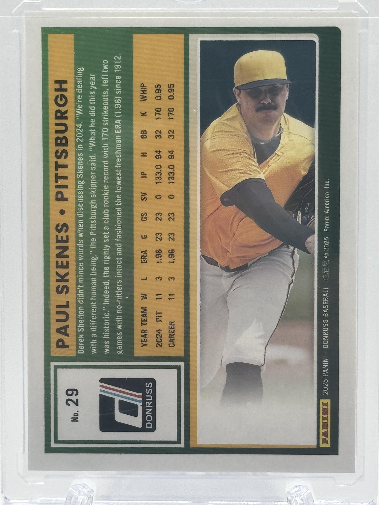 2025 Donruss #29 Paul Skenes Pink Laser # 50/50 Last Print