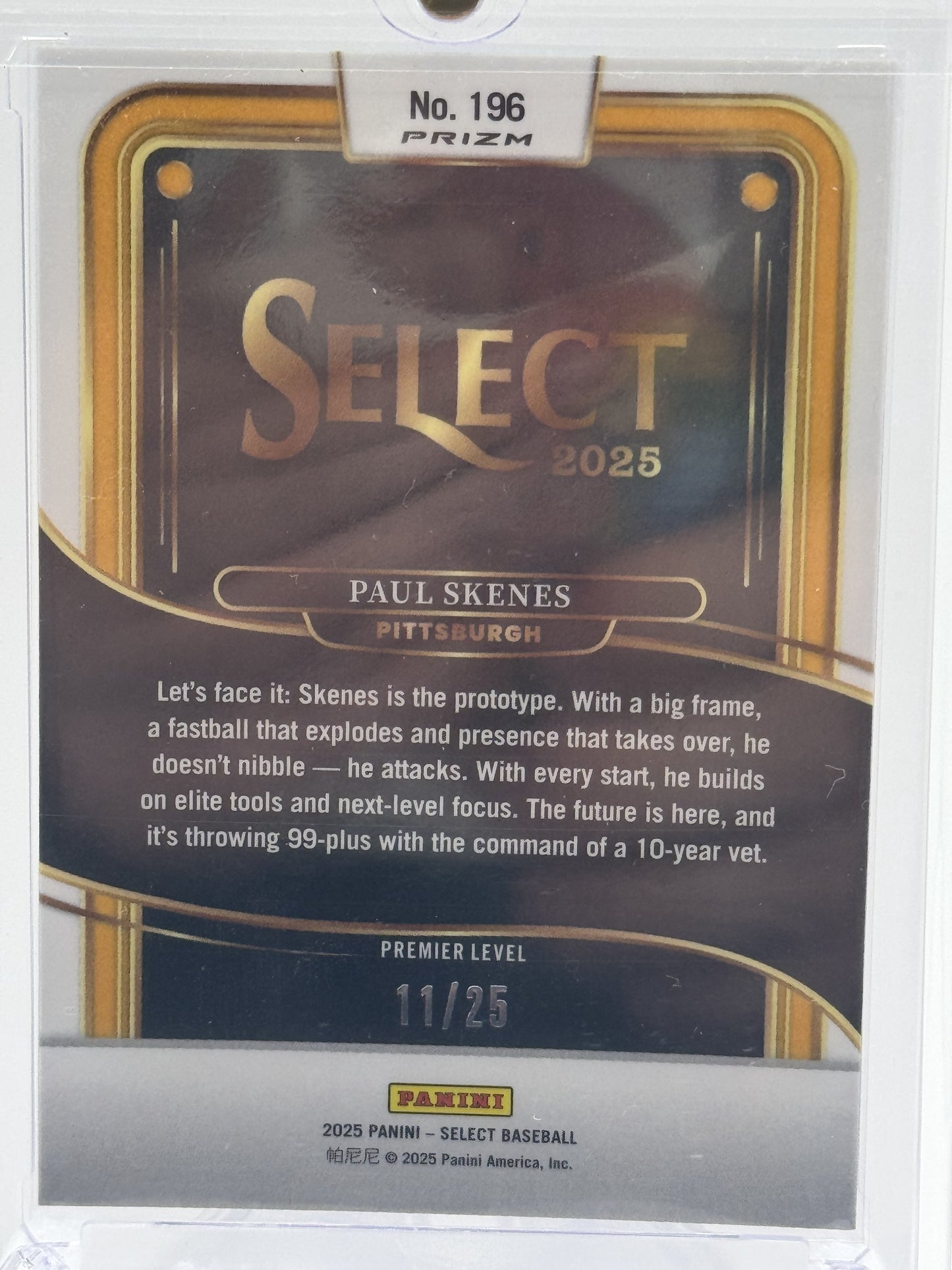 2025 Panini Select #196 Paul Skenes Tie-Dye Prizms # 11/25