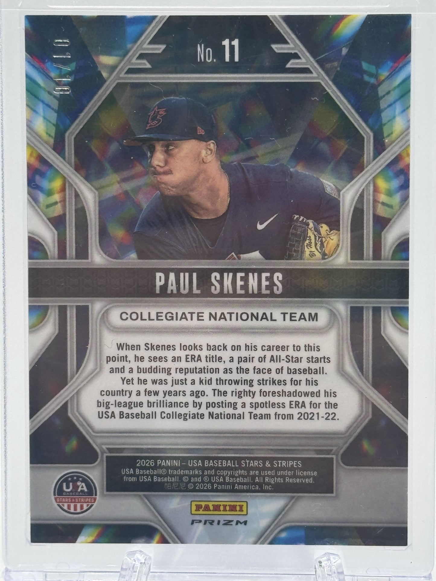2026 Panini Stars & Stripes #11 Paul Skenes Prizmatic Gold # 01/10