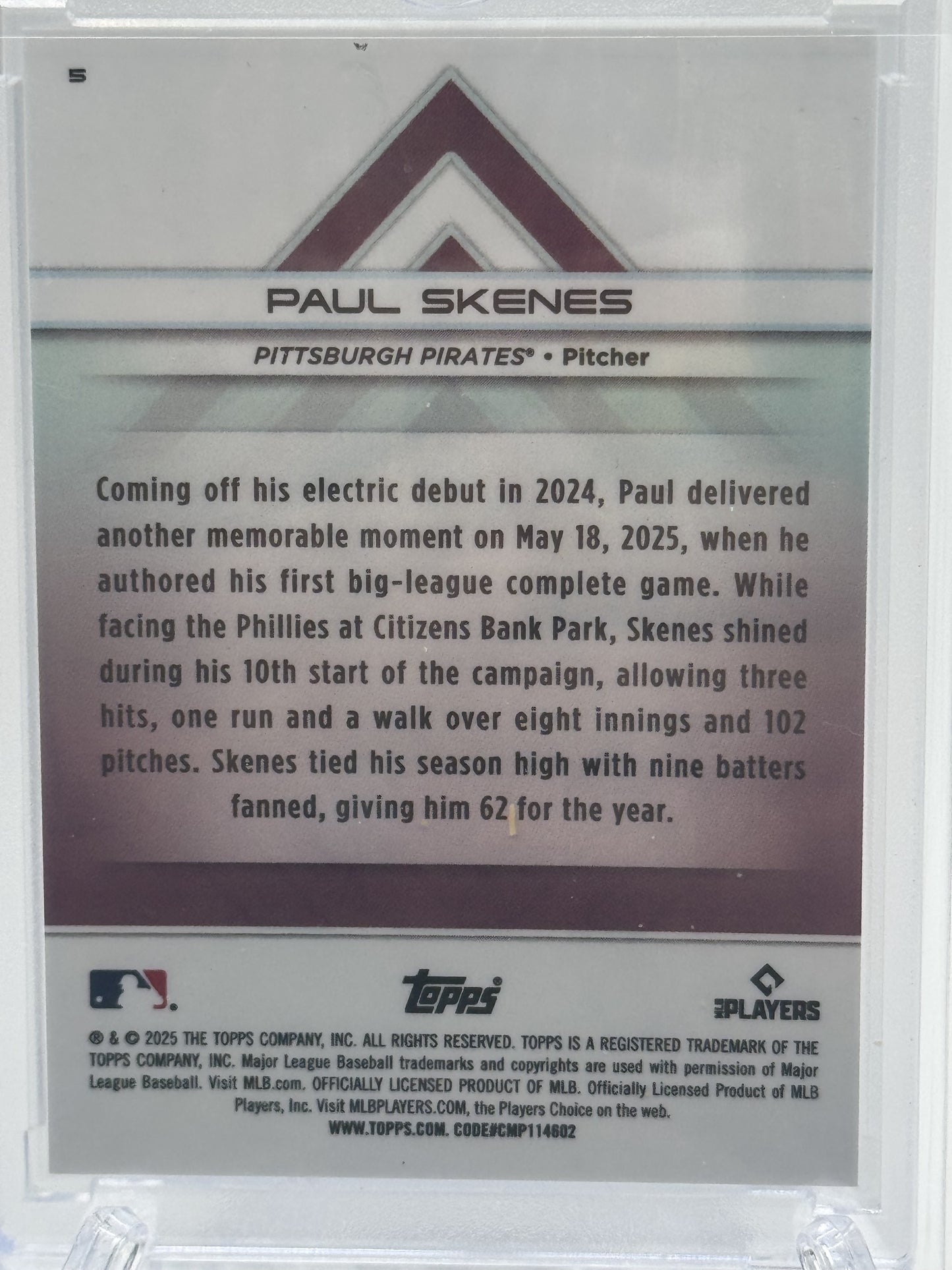 2025 Topps Chrome Transcendent #5 Paul Skenes Red Refractor # 3/5