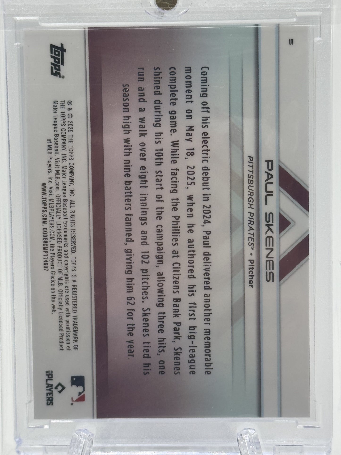 2025 Topps Transcendent #98 Paul Skenes Image Variation Black Refractor # 6/10
