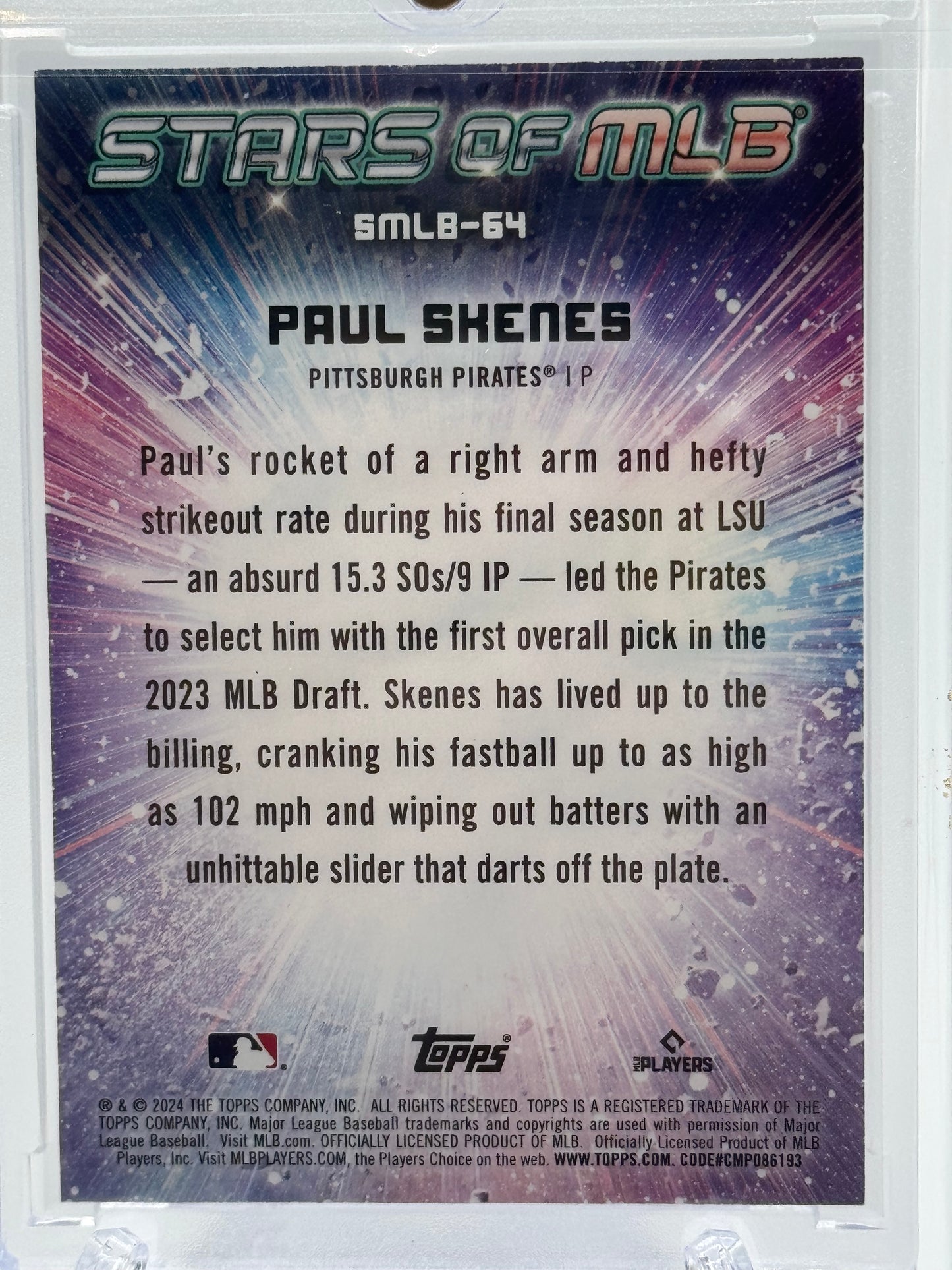 2024 Topps Update #CSMLB-64 Paul Skenes Stars of MLB Chrome Black # 15/25