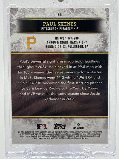 2025 Topps Tier One #55 Paul Skenes Pink Foil # 2/5