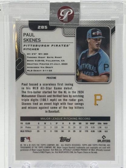 2025 Topps Pristine #285 Paul Skenes Pristine Primaries Refractor # 7/10