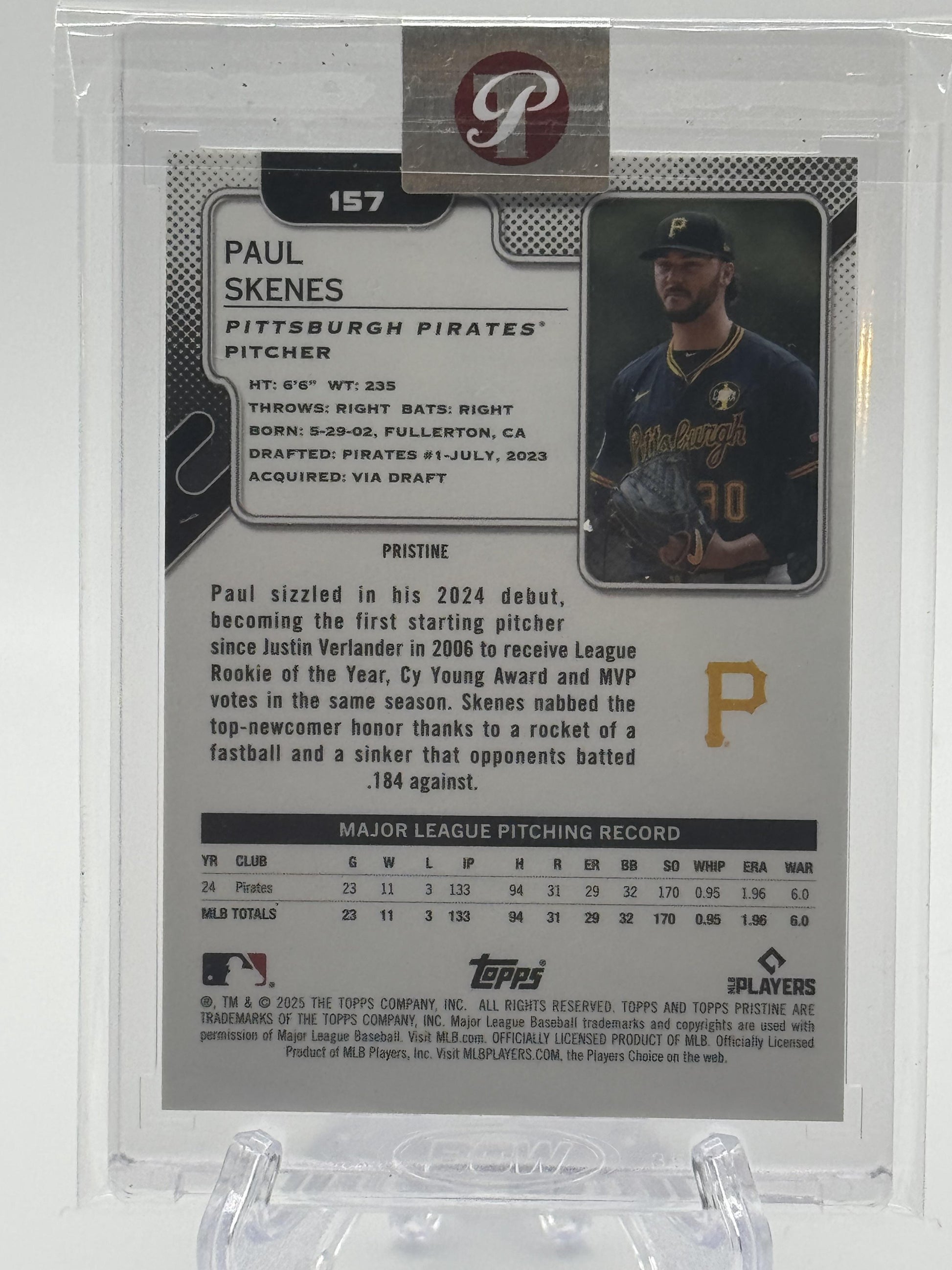 2025 Topps Pristine Paul Skenes card