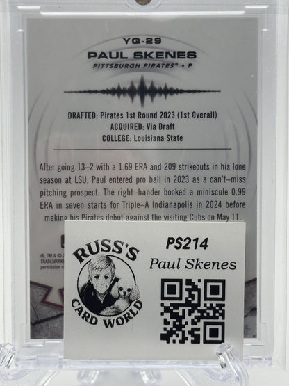 2025 Topps Chrome #YQ-29 Paul Skenes YouthQuake Orange Refractors # 3/25
