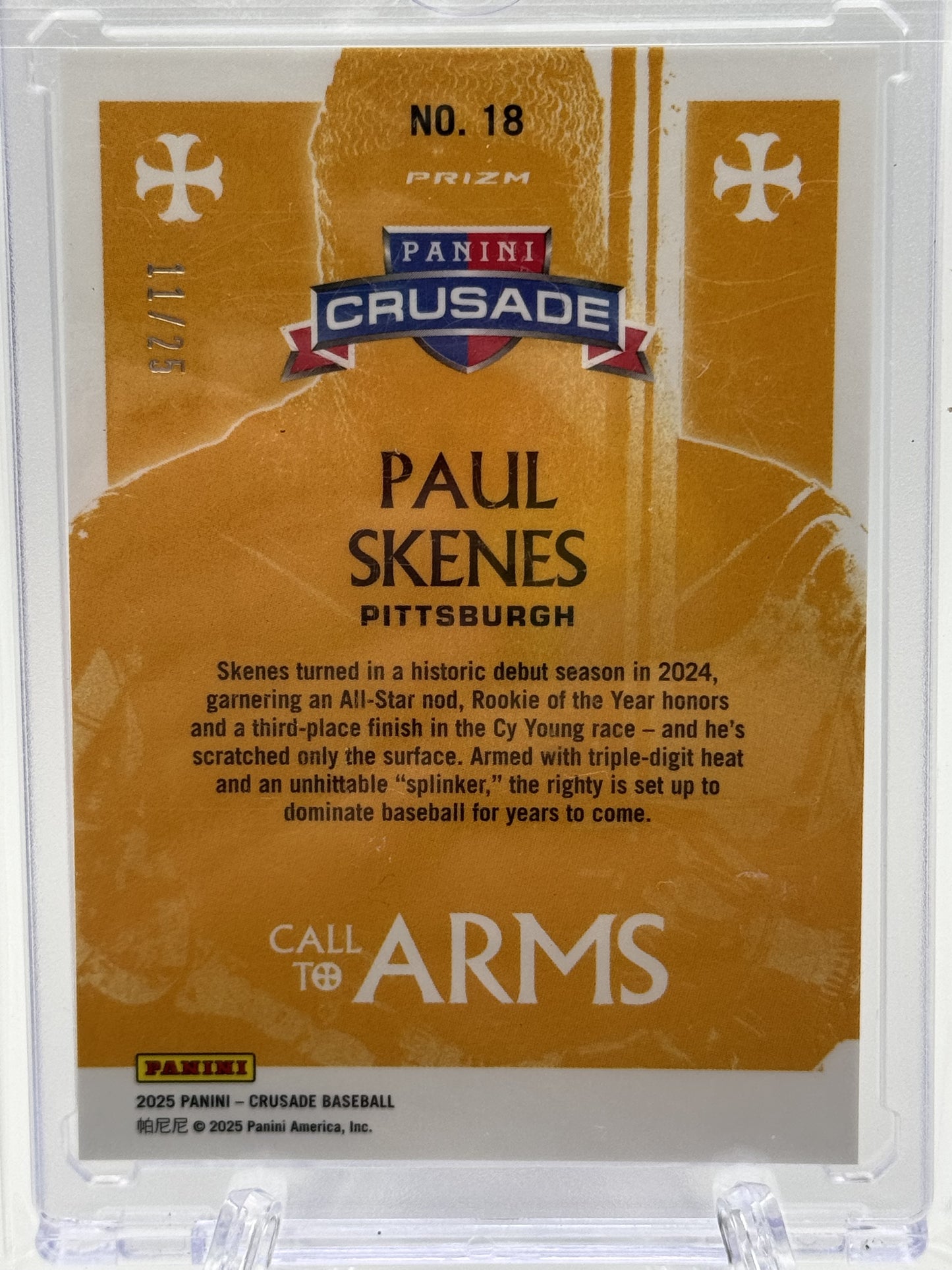 2025 Panini Crusade #18 Paul Skenes Call to Arms Red # 11/25
