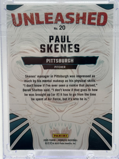 2025 Donruss #20 Paul Skenes Unleashed Purple Laser # 10/15