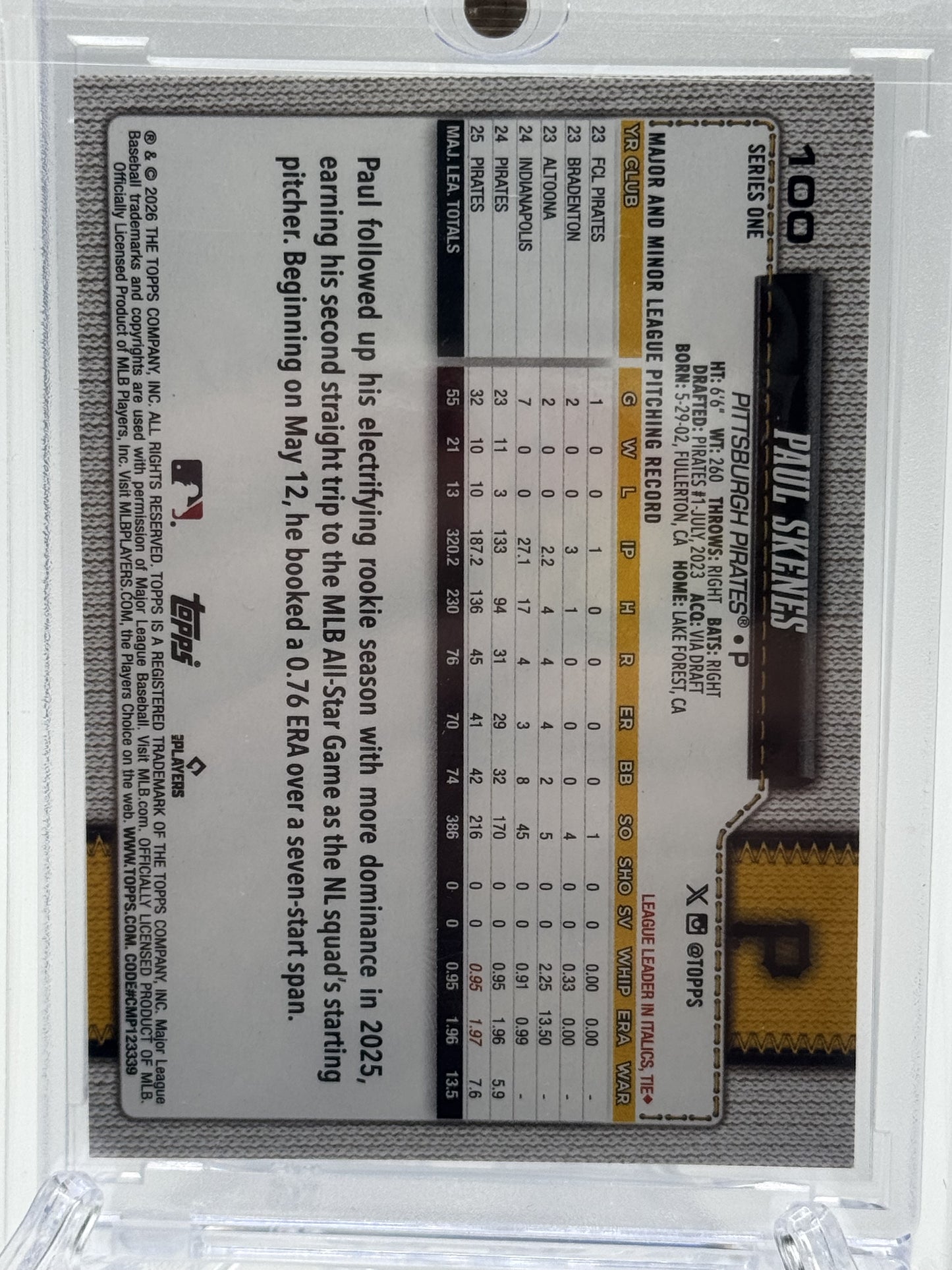 2026 Topps #100 Paul Skenes True Photo Variations