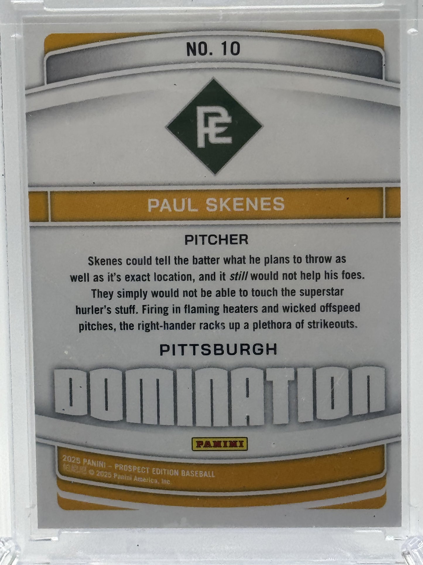 2025 Panini Prospect Edition #10 Paul Skenes Domination - Holo Silver # 11/25