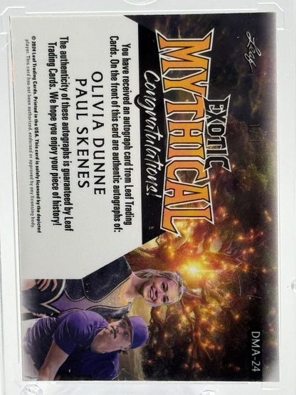 2024 Leaf Exotic Mythical #DMA-24 Paul Skenes / Olivia Dunne Dual Auto #1/1