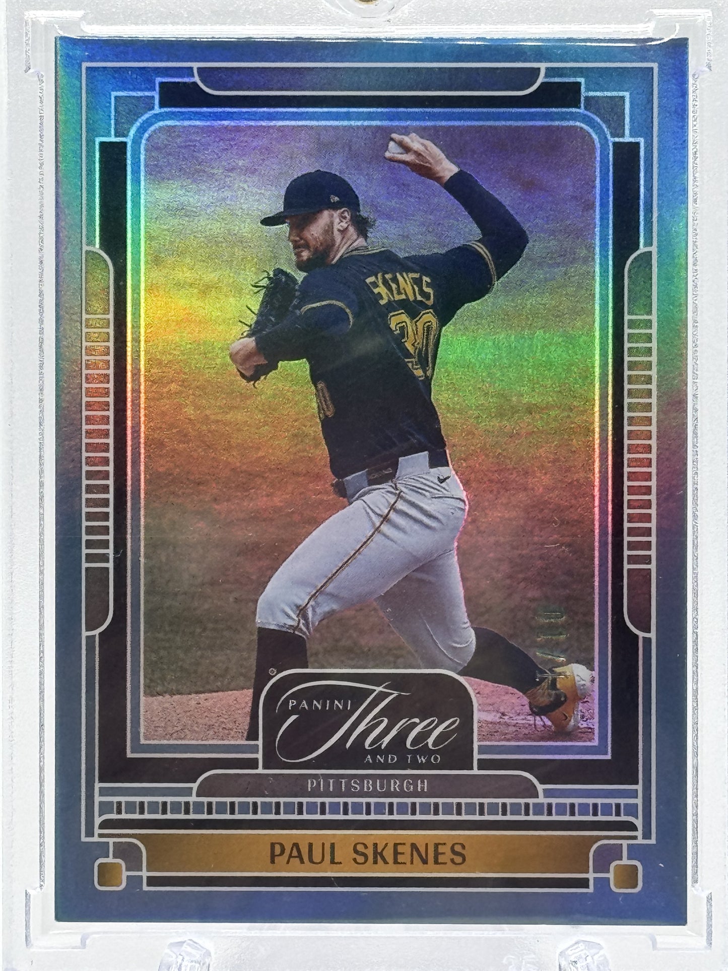 2025 Panini Three and Two #74 Paul Skenes Holo Blue # 1/15 First on Print