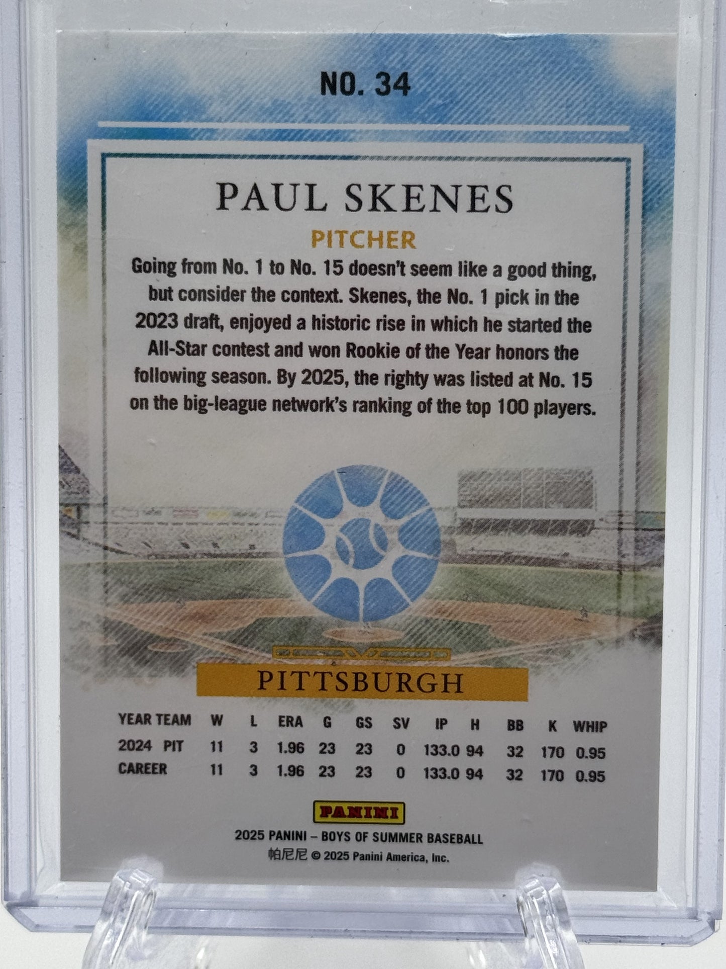 2025 Panini Boys of Summer #34 Paul Skene's Holo Gold # 7/10