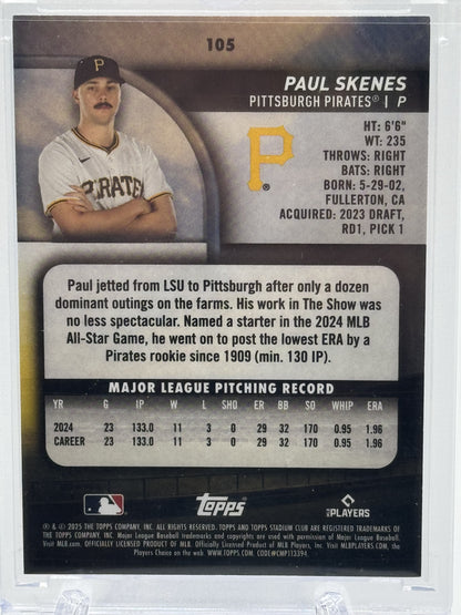 2025 Stadium Club #105 Paul Skenes Black and White