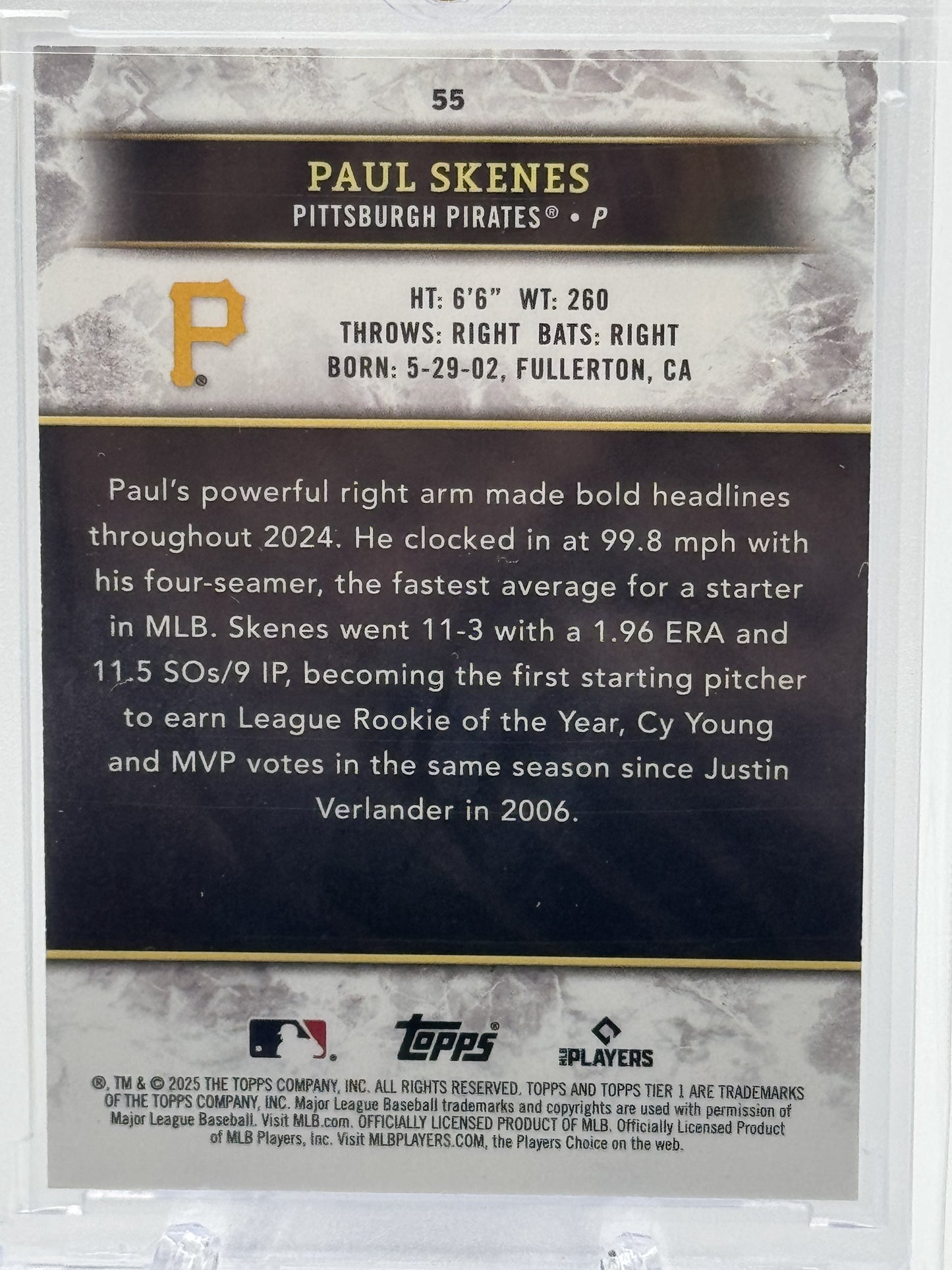 2025 Topps Tier One #55 Paul Skenes Red Foil #/25