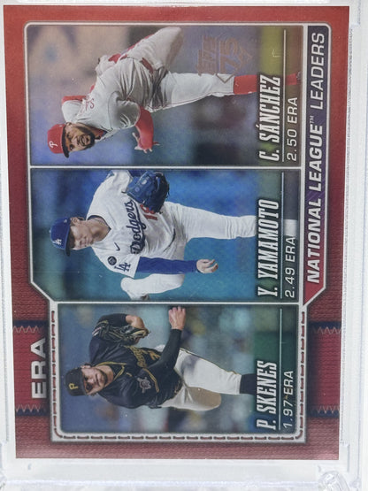 2026 Topps #203 Paul Skenes /Yamamoto / Sánchez Red Holo Foil # 3/5