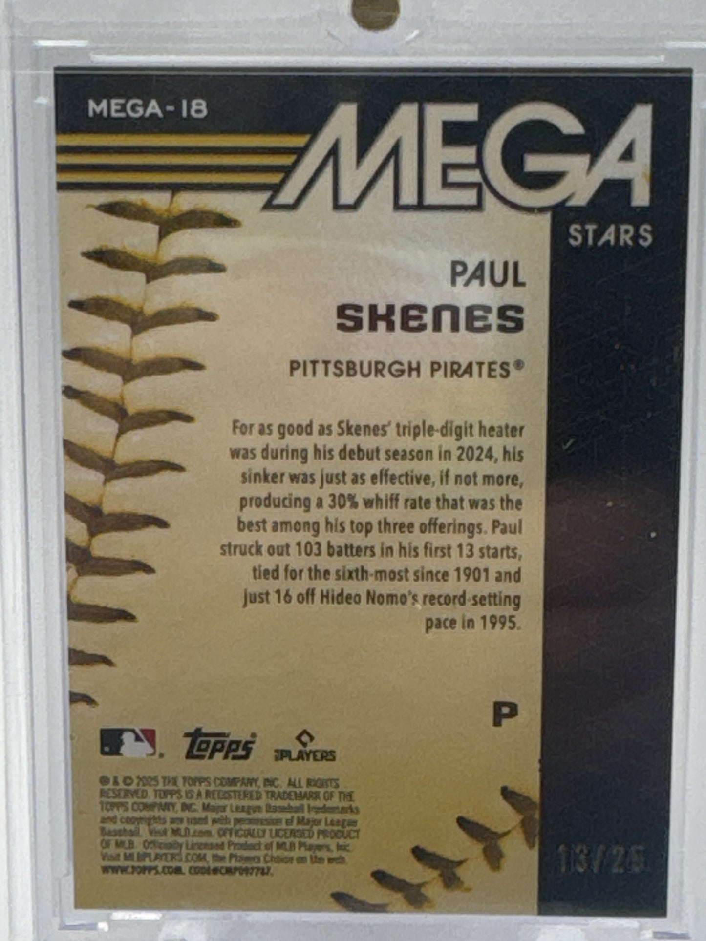 2025 Topps #MEGA-18 Paul Skenes Topps Mega Stars Orange Foil (Series 1) # 13/25