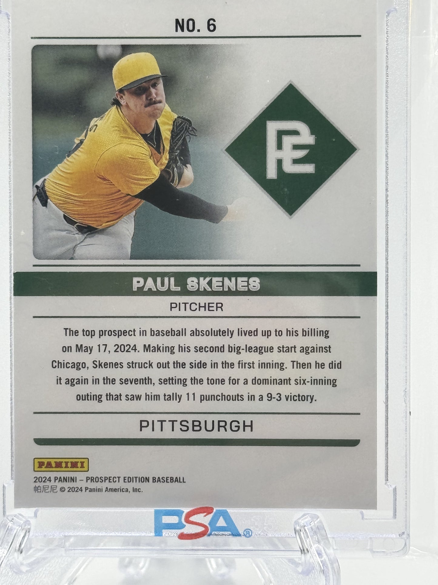 2024 Panini Prospect Edition #6 Paul Skenes Domination Gold # 6/10