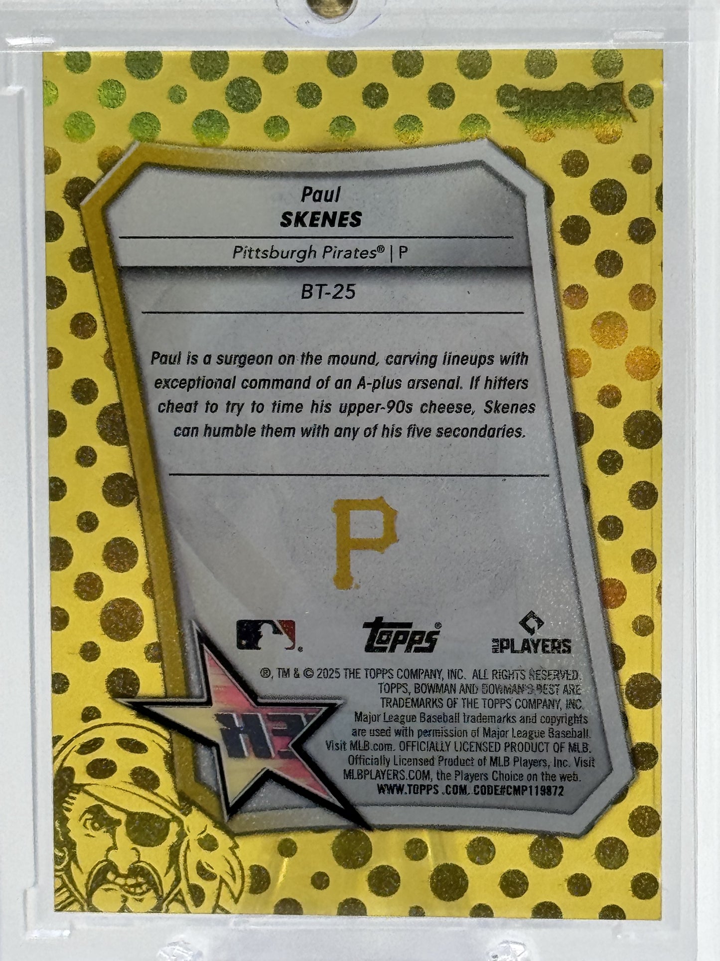 2025 Bowman's Best #BT-25 Paul Skenes Best Tek Gold #/50