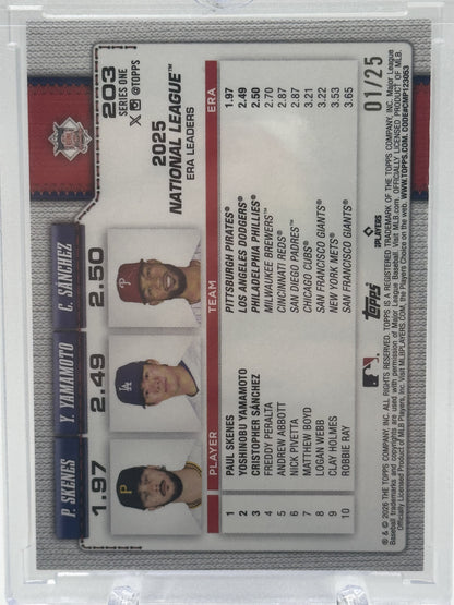 2026 Topps #203 NL ERA (Paul Skenes /Yamamoto/ Sánchez) Orange Holo Foil 1/25