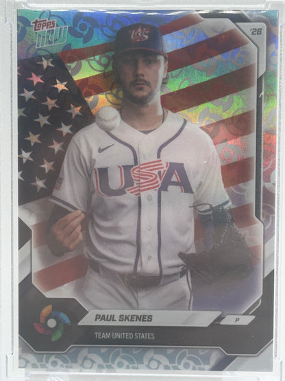 2026 Topps Now World Baseball Classic Team USA #USA07 Paul Skenes WBC Logo
