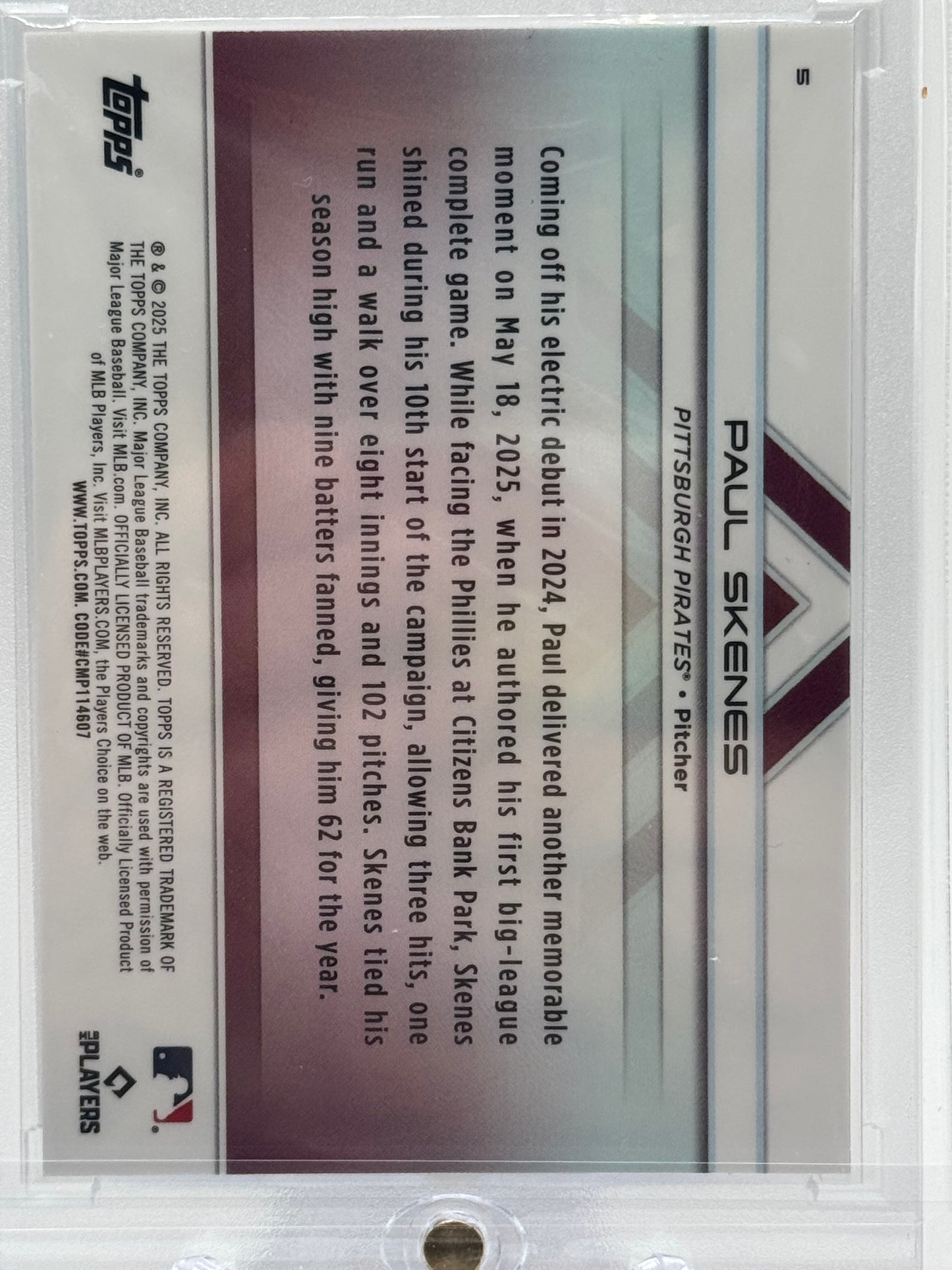 2025 Topps Transcendent #5 Paul Skenes Image Variations Orange Refractor # 17/25